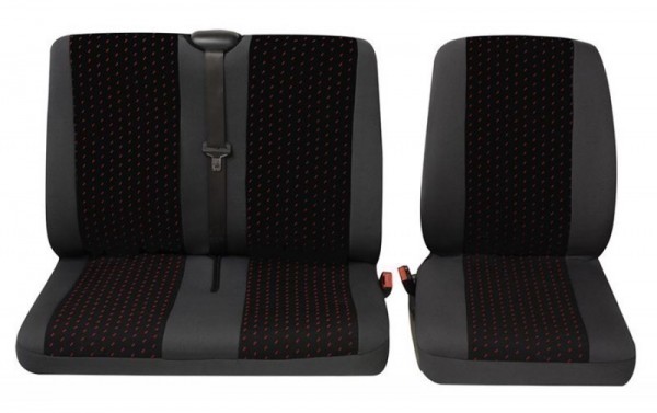 Veicoli commercial, Coprisedili per auto, 1 x sedile singolo 1 x doppia sede, Fiat Scudo, colore: grigio/rosso