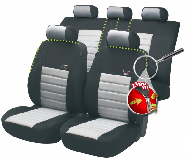 Lancia Sitzbezüge komplett, coprisedili, set completo, nero, grigio