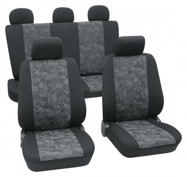 Fiat Sitzbezüge komplett, coprisedili, set completo, nero, grigio