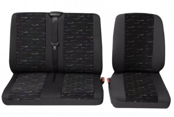 Veicoli commercial, Coprisedili per auto, 1 x sedile singolo 1 x doppia sede, Hyundai H1, colore: grigio/blu
