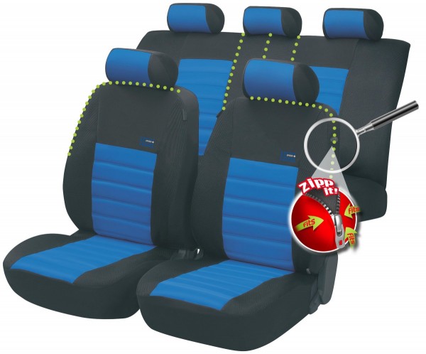 Daihatsu Sitzbezüge komplett, coprisedili, set completo, nero, blu