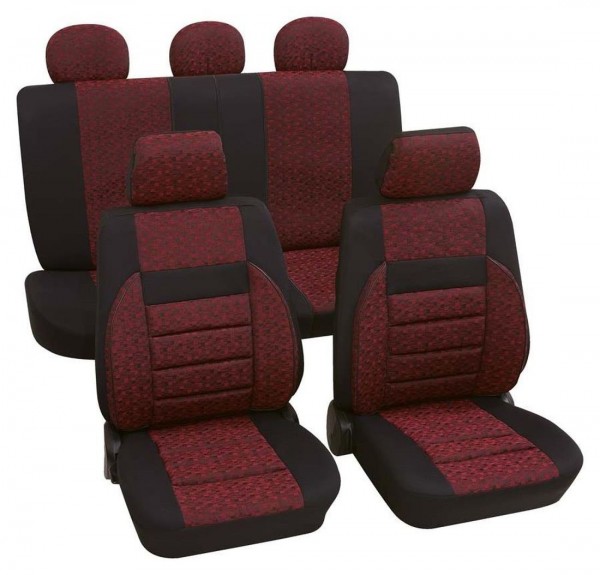 Mitsubishi Sitzbezüge komplett, coprisedili, set completo, nero, rosso