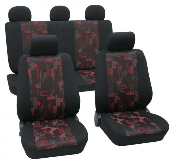 Seat Sitzbezüge komplett, coprisedili, set completo, nero, rosso