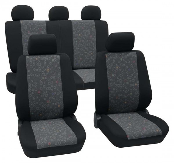 Mitsubishi Sitzbezüge komplett, coprisedili, set completo, nero, grafite