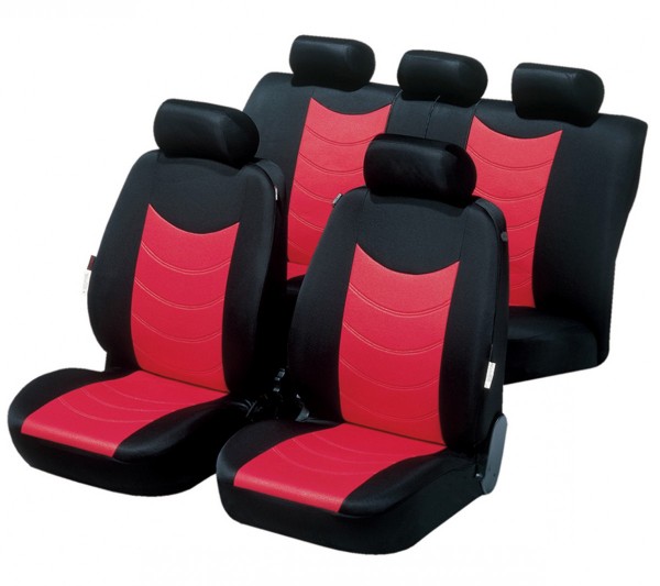 Nissan Terrano, coprisedili, set completo, rosso, nero,