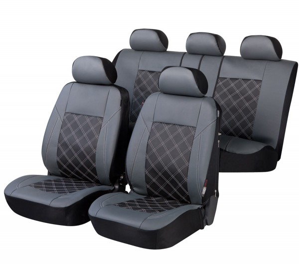 VW Golf VI Plus, coprisedili, set completo, nero, grigio, finta pelle