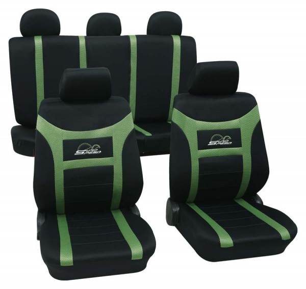 Seat Ibiza, coprisedili, set completo, nero, verde