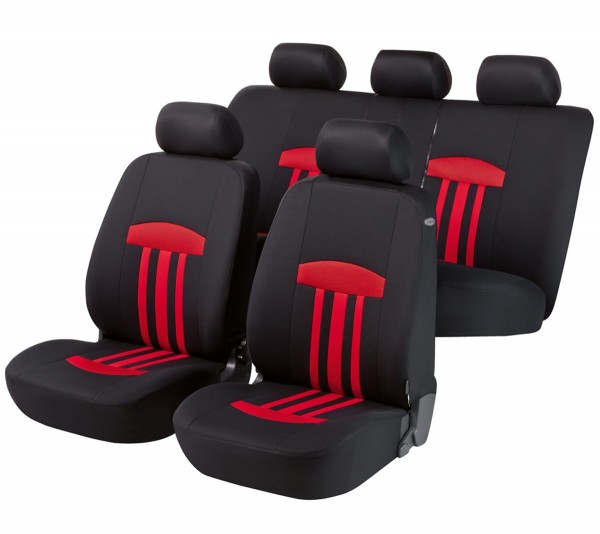 Seat set completo, coprisedili, set completo, nero, rosso,