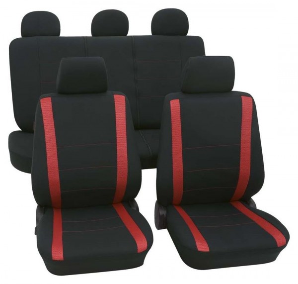 Mini Sitzbezüge komplett, coprisedili, set completo, nero, rosso